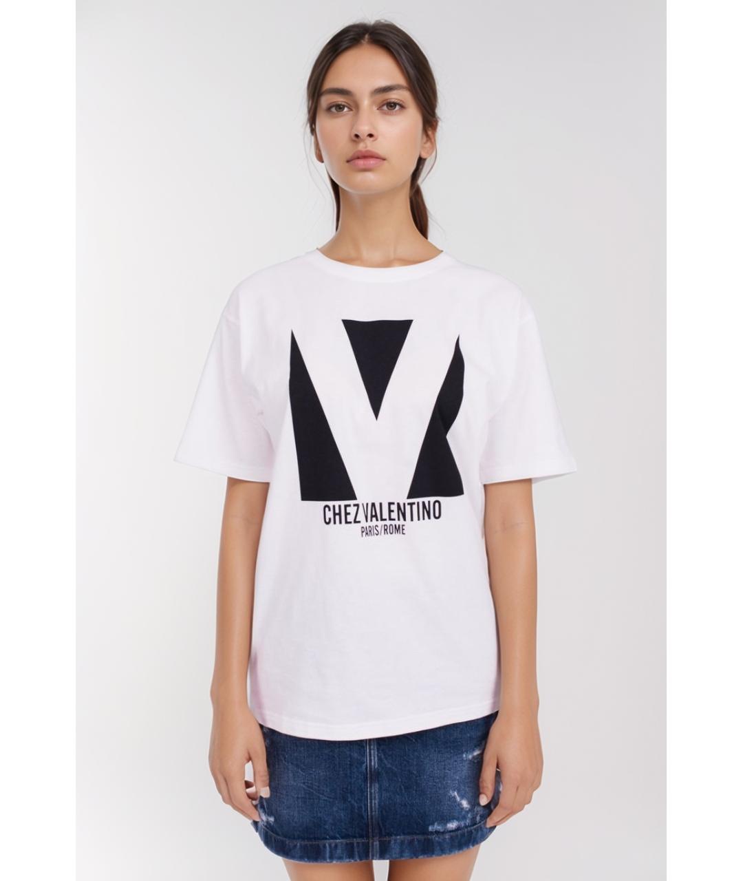 VALENTINO Белая хлопковая футболка, фото 2