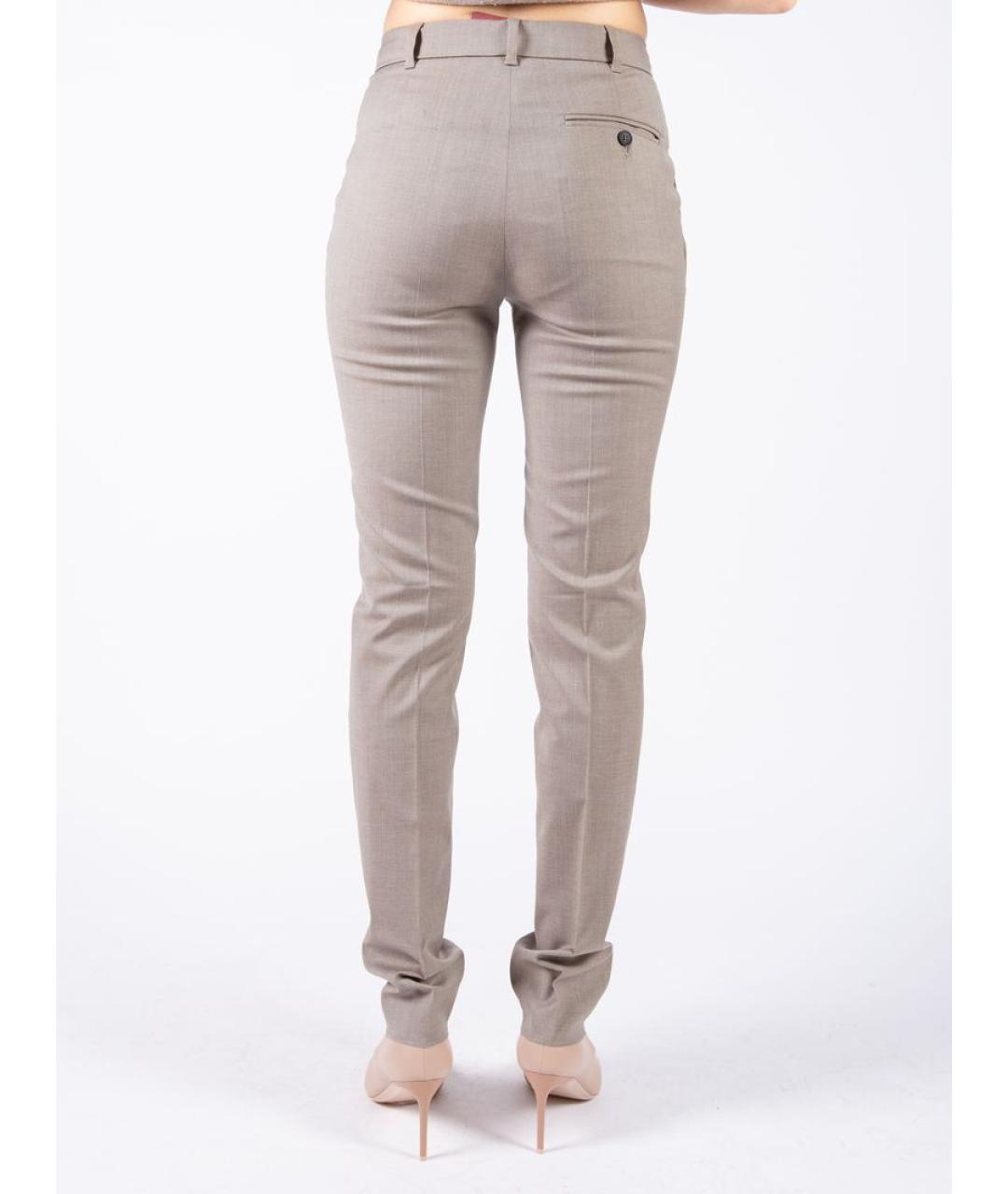 MAX MARA Бежевые шерстяные брюки узкие, фото 3