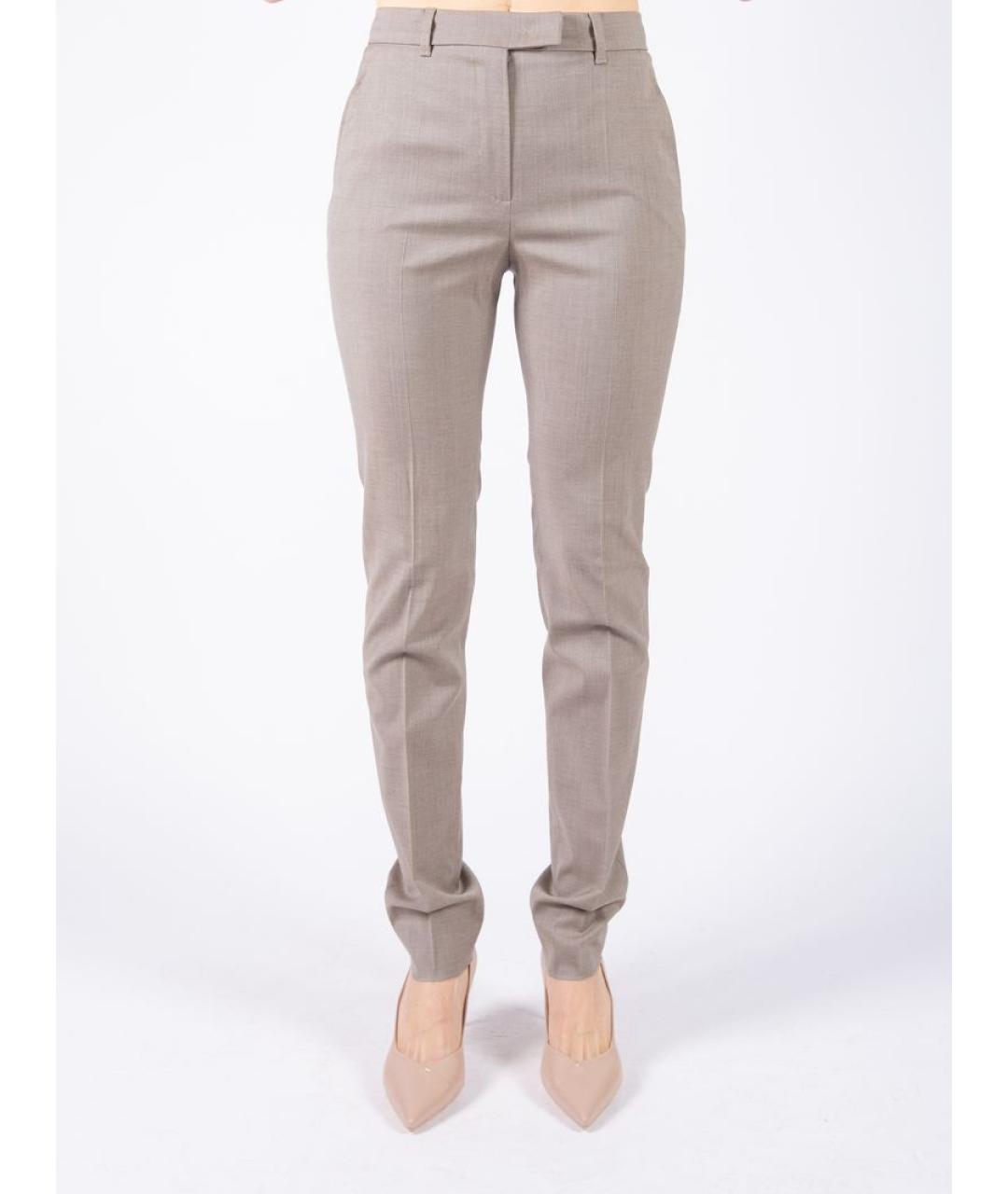 MAX MARA Бежевые шерстяные брюки узкие, фото 4