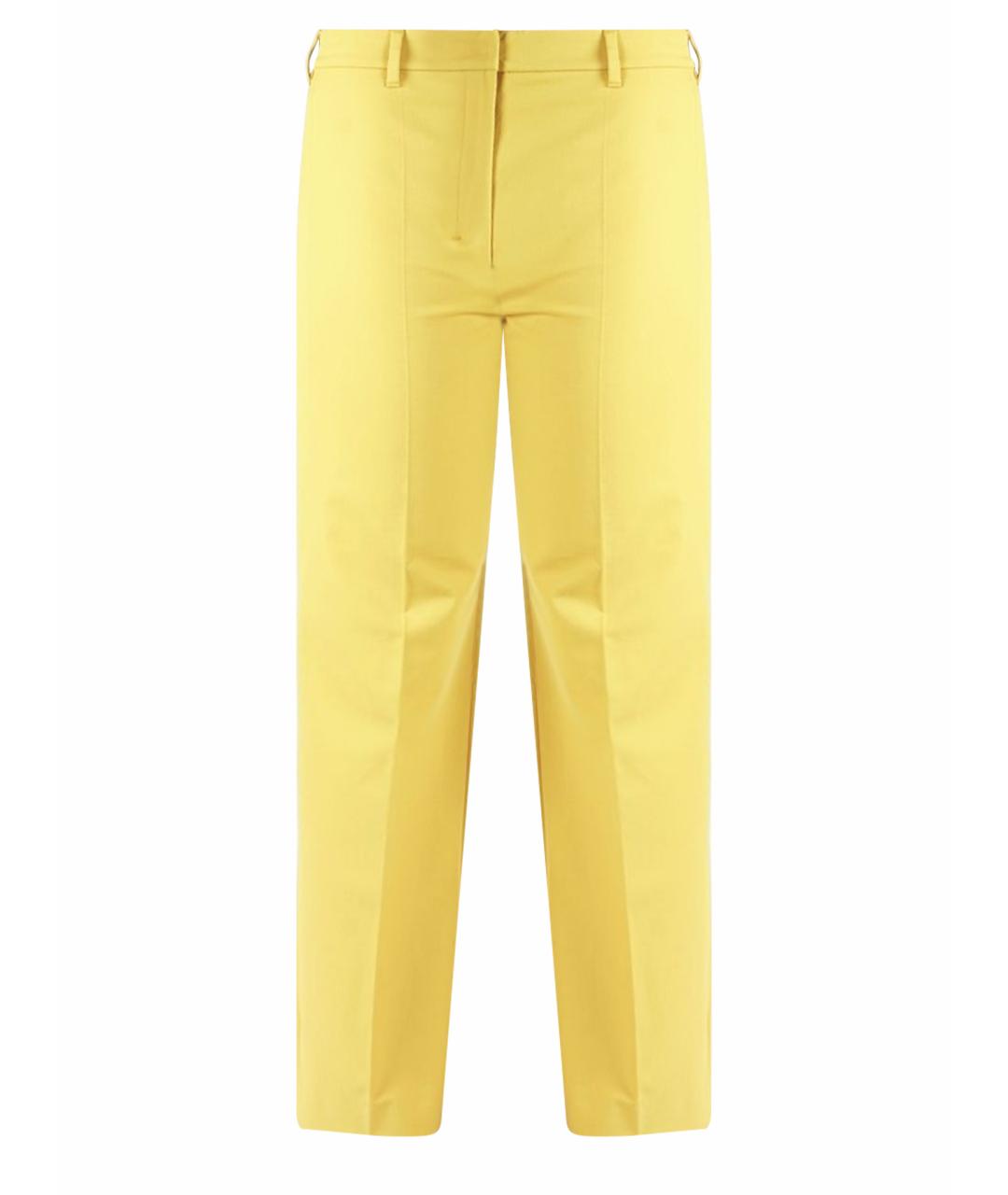 MAX MARA Желтые хлопковые прямые брюки, фото 1