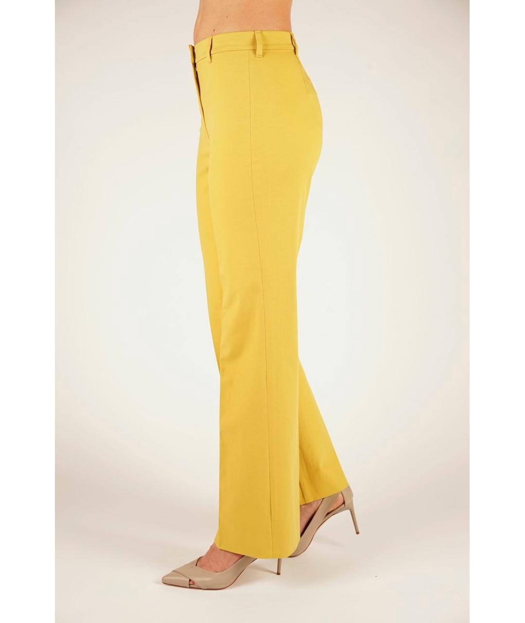 MAX MARA Желтые хлопковые прямые брюки, фото 3