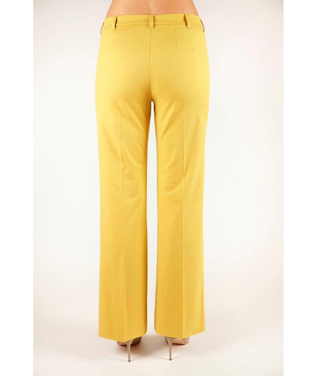 MAX MARA Желтые хлопковые прямые брюки, фото 2