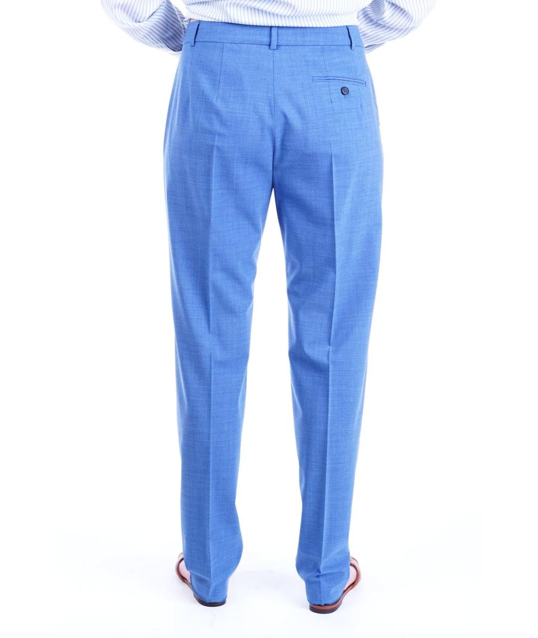 MAX MARA Голубые шерстяные прямые брюки, фото 3