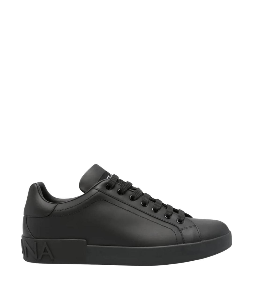 DOLCE&GABBANA Черные кожаные низкие кроссовки / кеды, фото 1