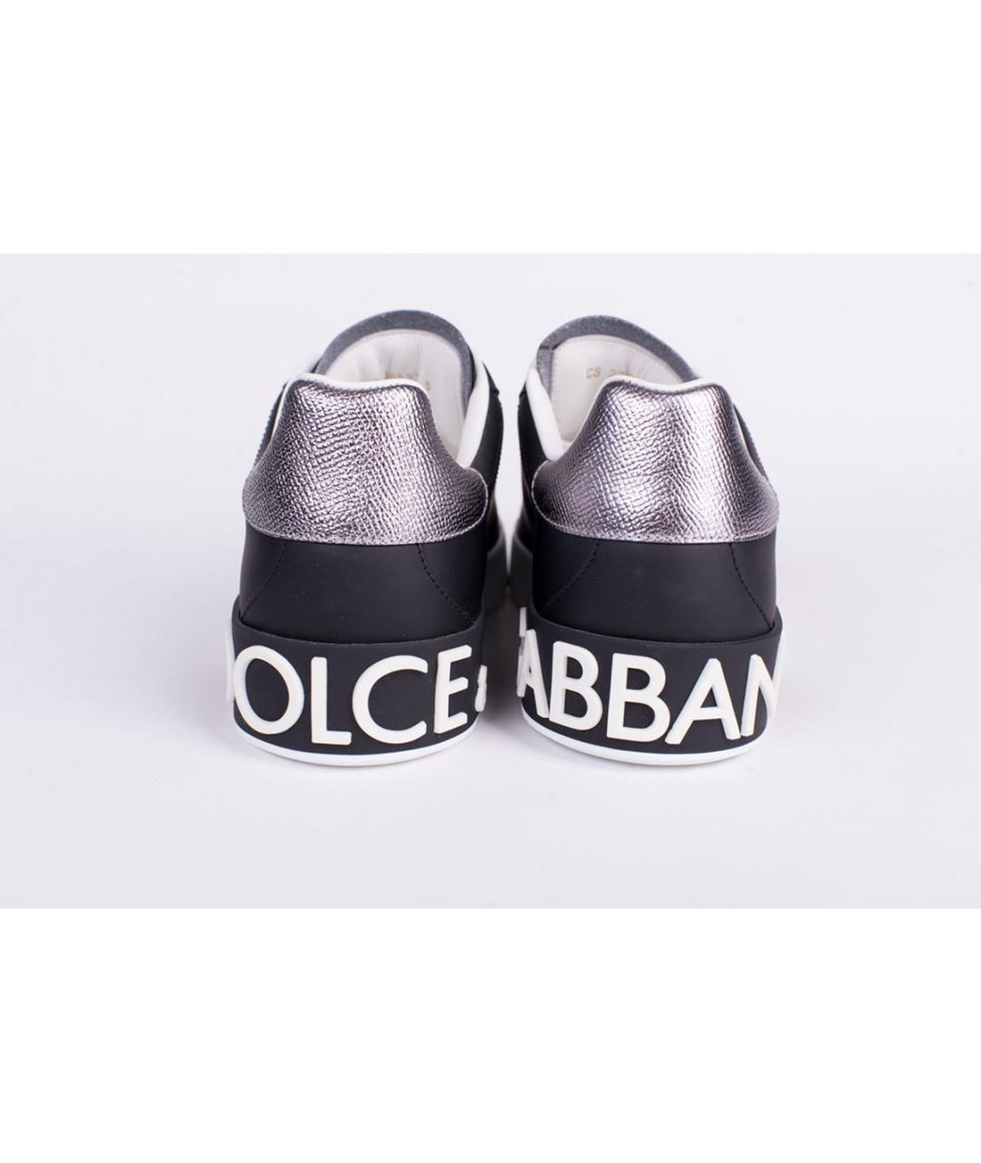 DOLCE&GABBANA Черные кожаные низкие кроссовки / кеды, фото 3