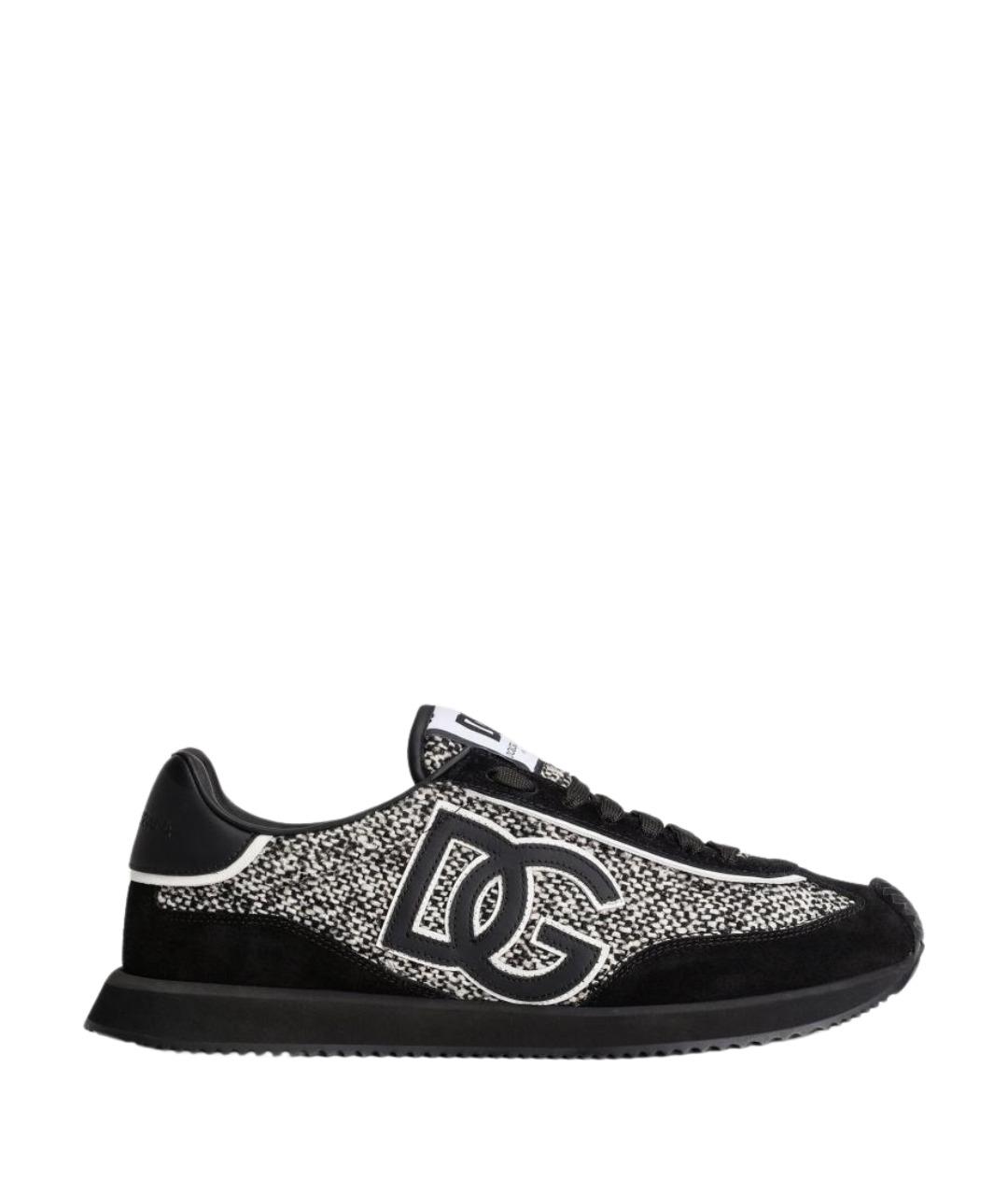 DOLCE&GABBANA Черные текстильные низкие кроссовки / кеды, фото 1