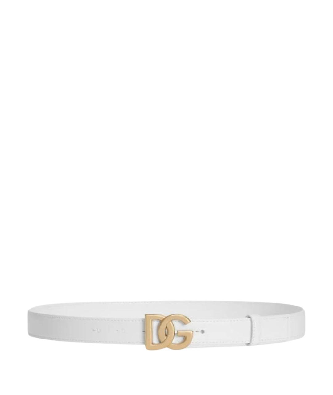 DOLCE&GABBANA Белый кожаный ремень, фото 1