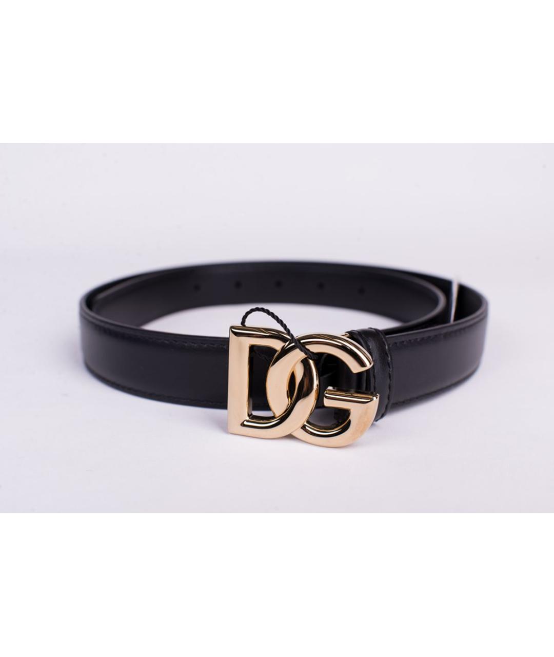 DOLCE&GABBANA Черный кожаный ремень, фото 2
