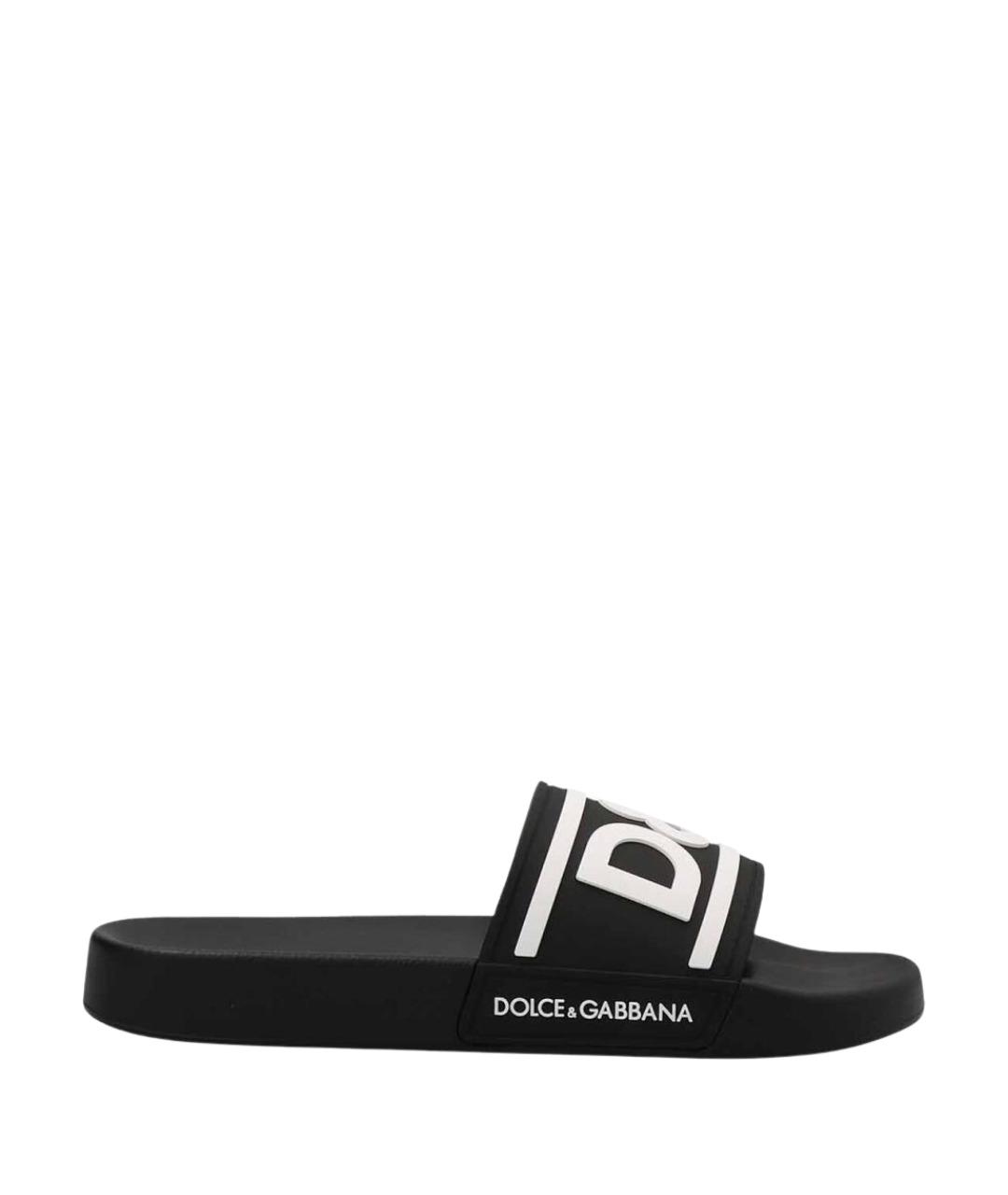 DOLCE&GABBANA Черные резиновые шлепанцы, фото 1