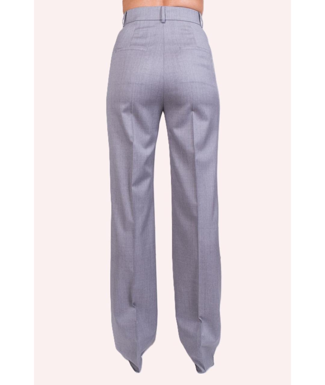 MAX MARA Серые шерстяные прямые брюки, фото 2