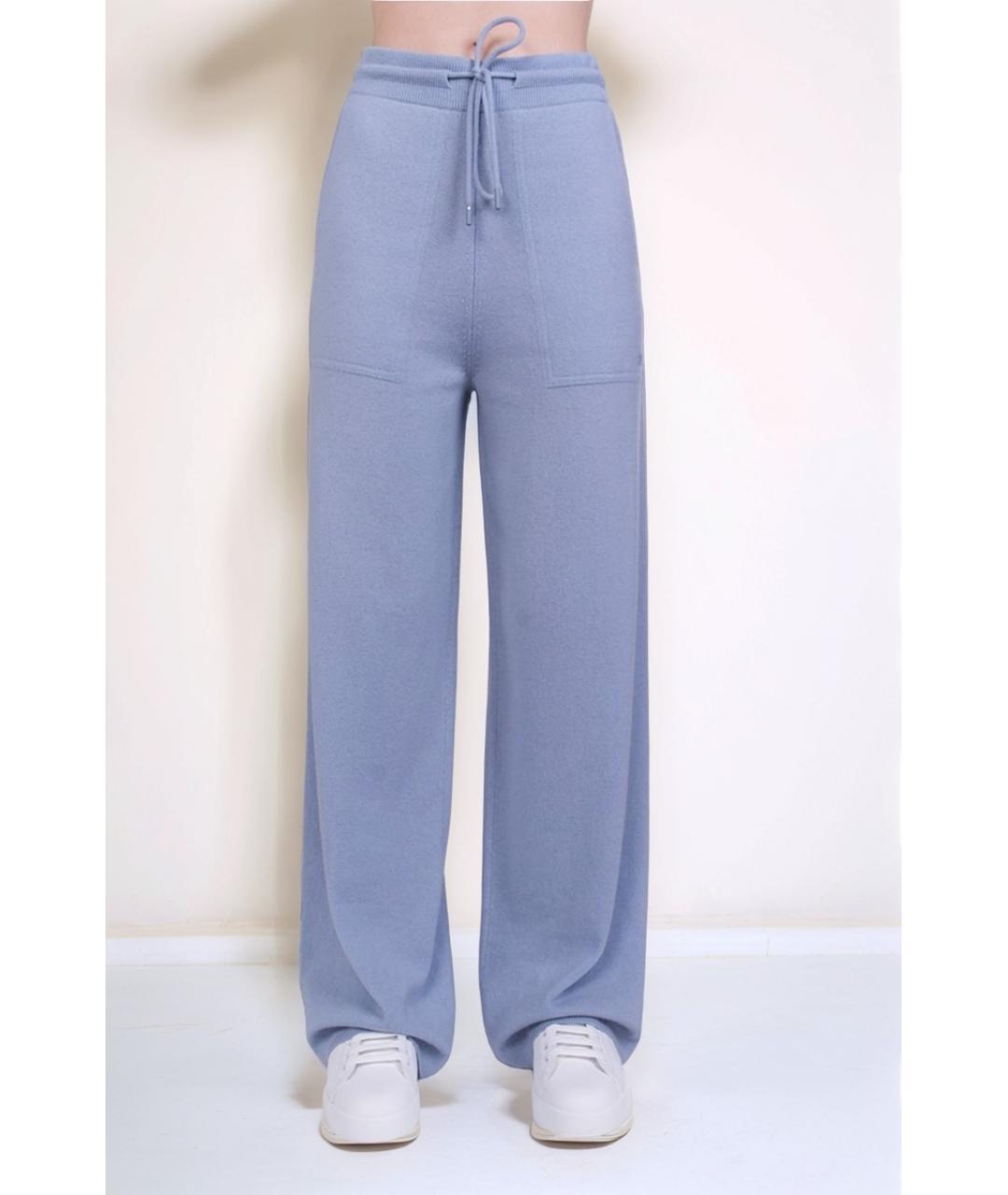 MAX MARA Голубые шерстяные прямые брюки, фото 4
