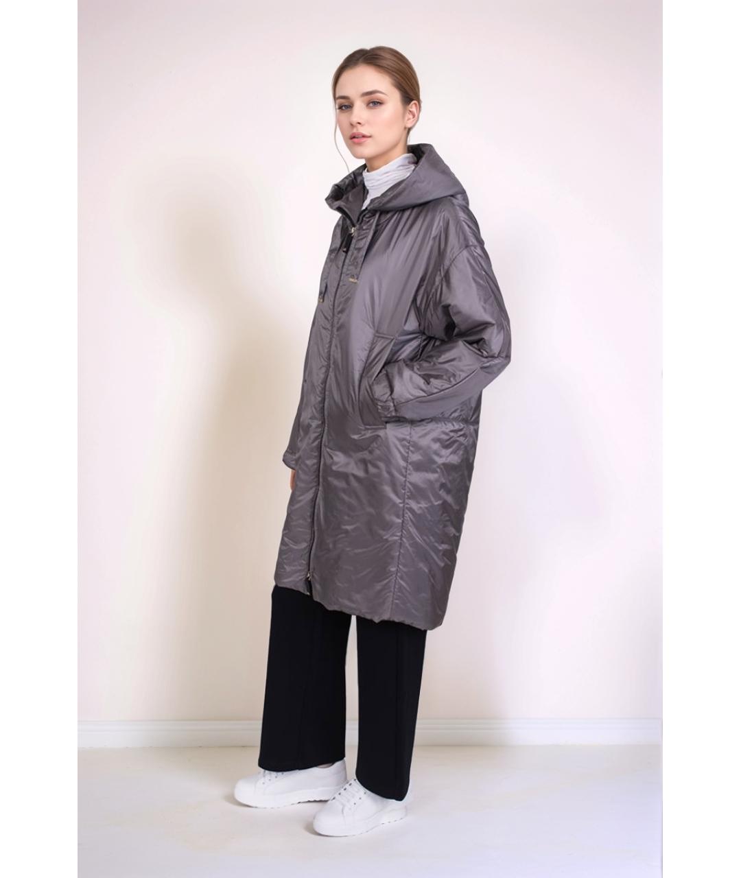 MAX MARA Антрацитовое полиэстеровое пальто, фото 3