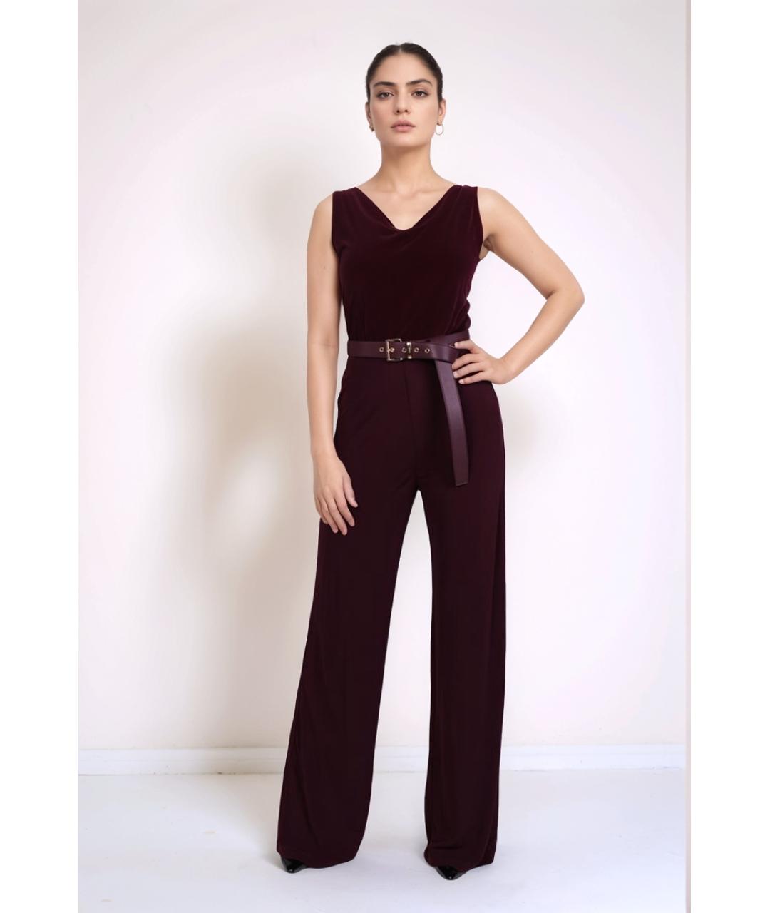MAX MARA Бордовый вискозный комбинезон, фото 4