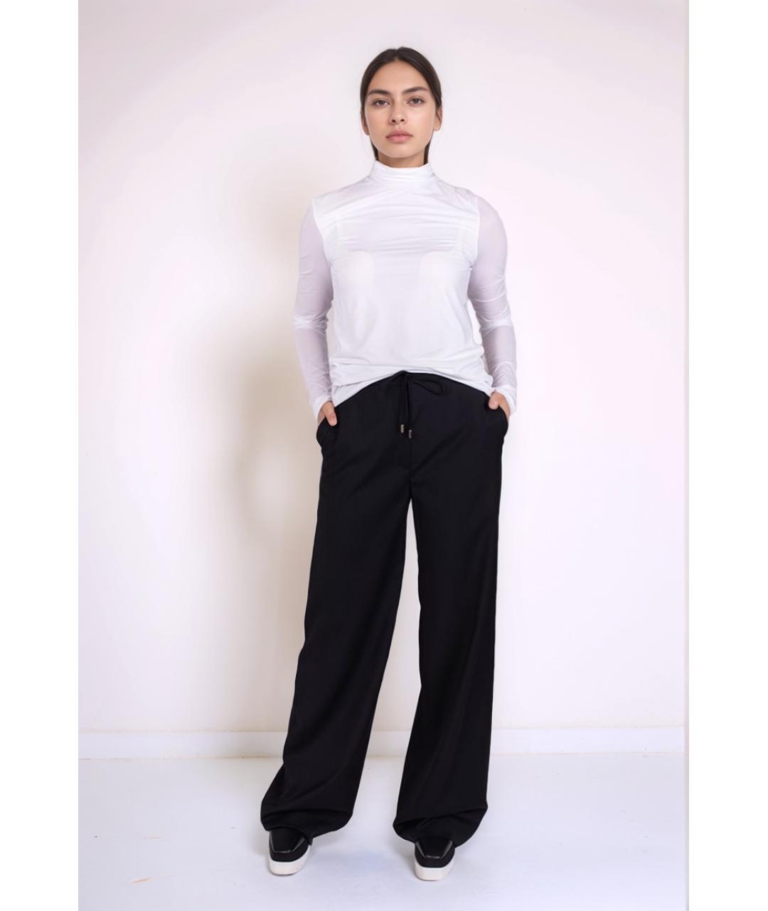 MAX MARA Черные шерстяные прямые брюки, фото 4
