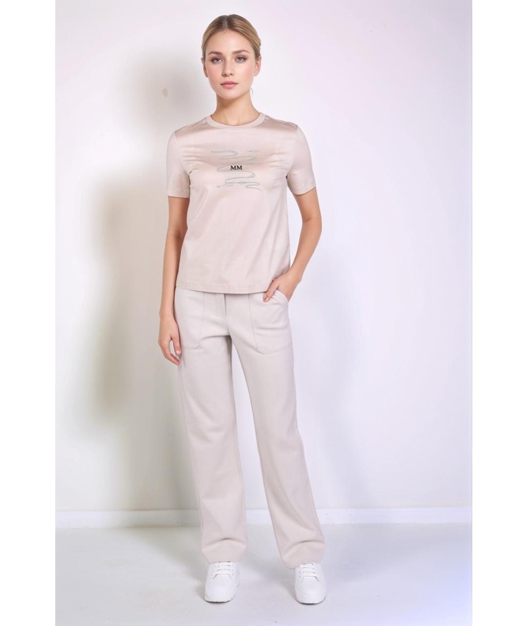MAX MARA Белые хлопковые прямые брюки, фото 2
