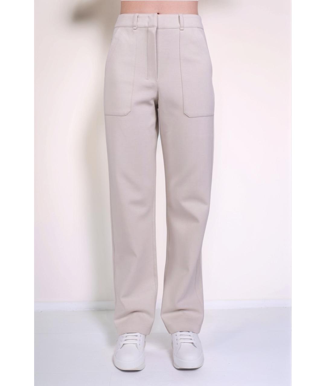 MAX MARA Белые хлопковые прямые брюки, фото 4