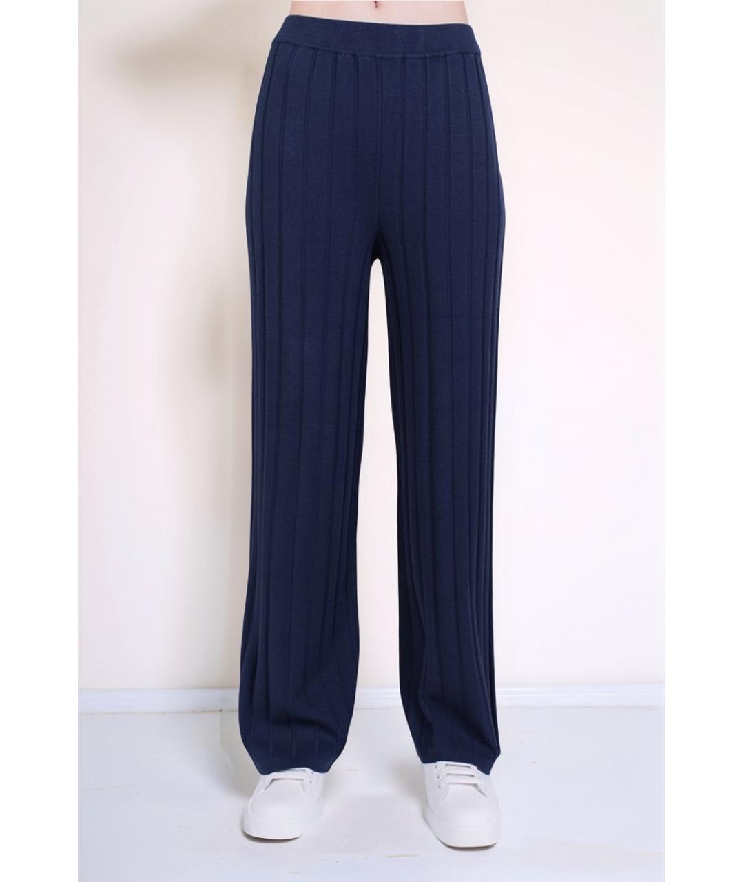MAX MARA Синие вискозные прямые брюки, фото 4