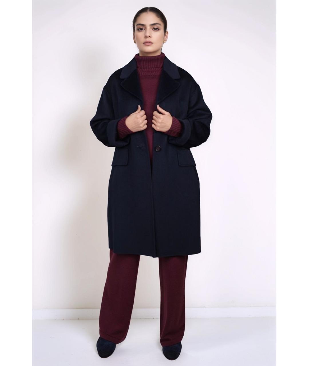 MAX MARA Темно-синее шерстяное пальто, фото 4