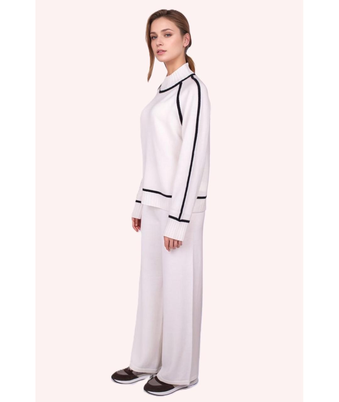 MAX MARA Белые шерстяные прямые брюки, фото 3