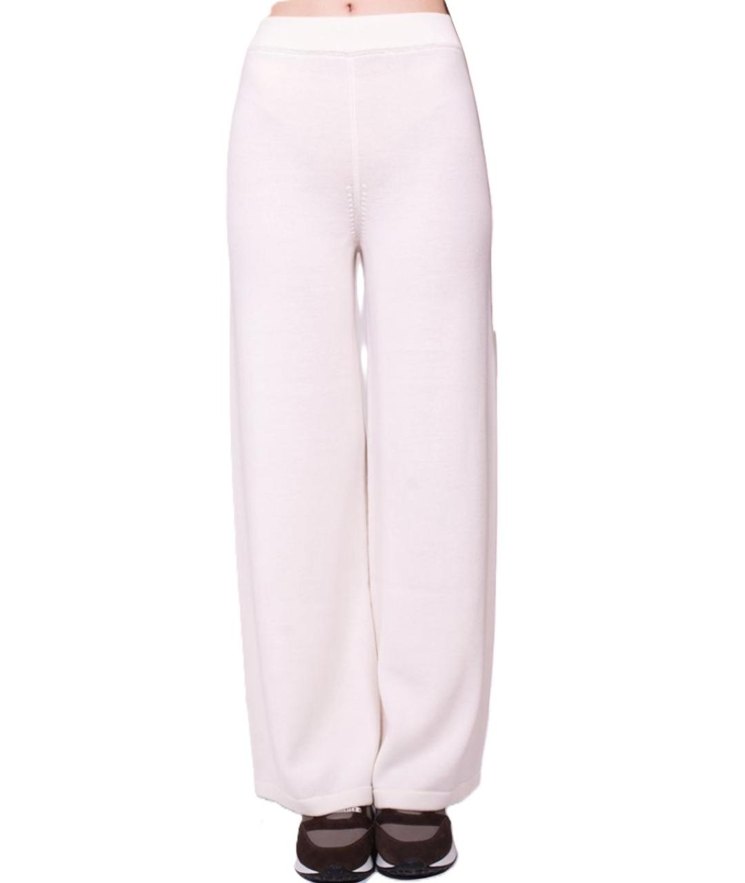 MAX MARA Белые шерстяные прямые брюки, фото 4