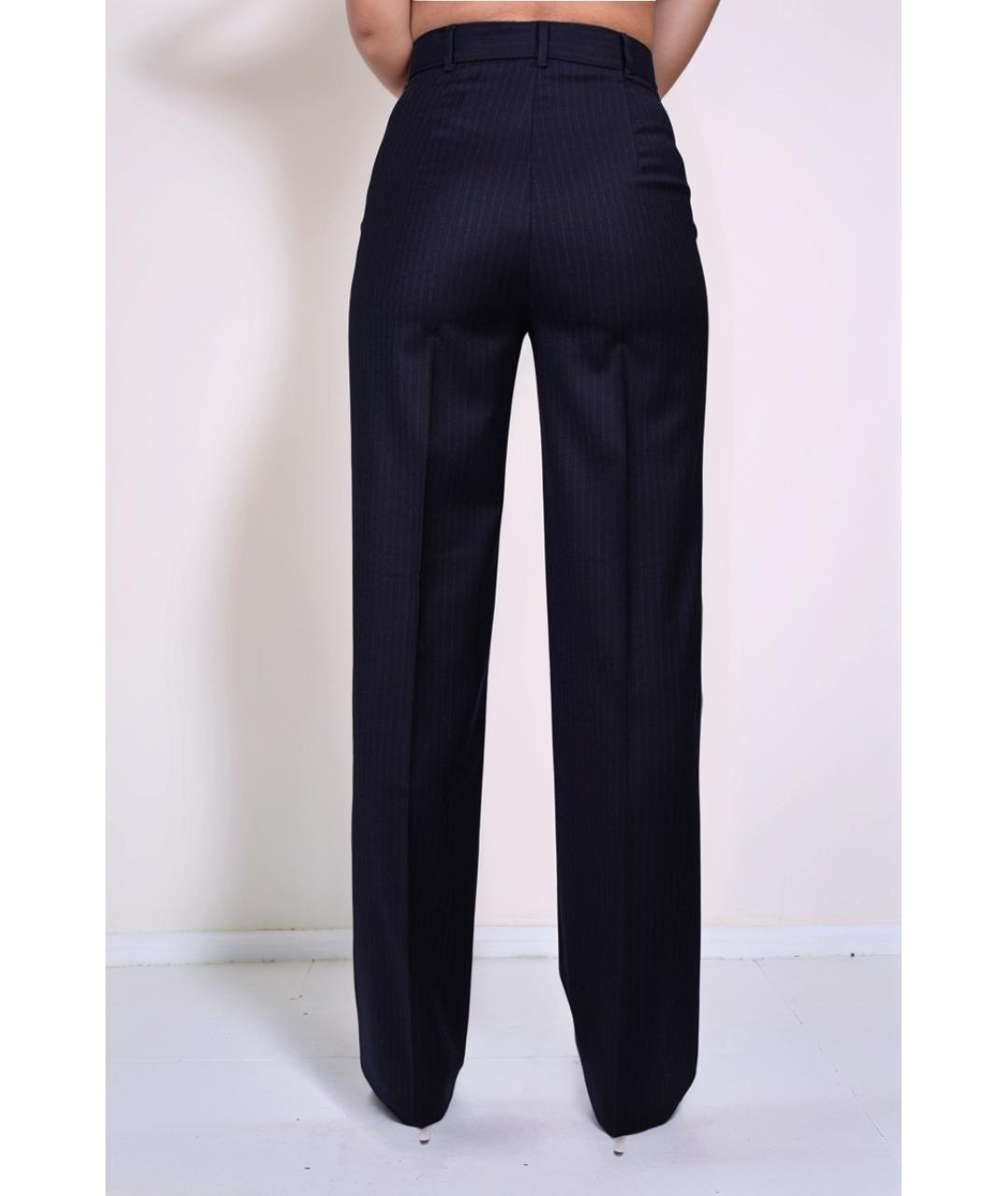 MAX MARA Синие шерстяные прямые брюки, фото 2