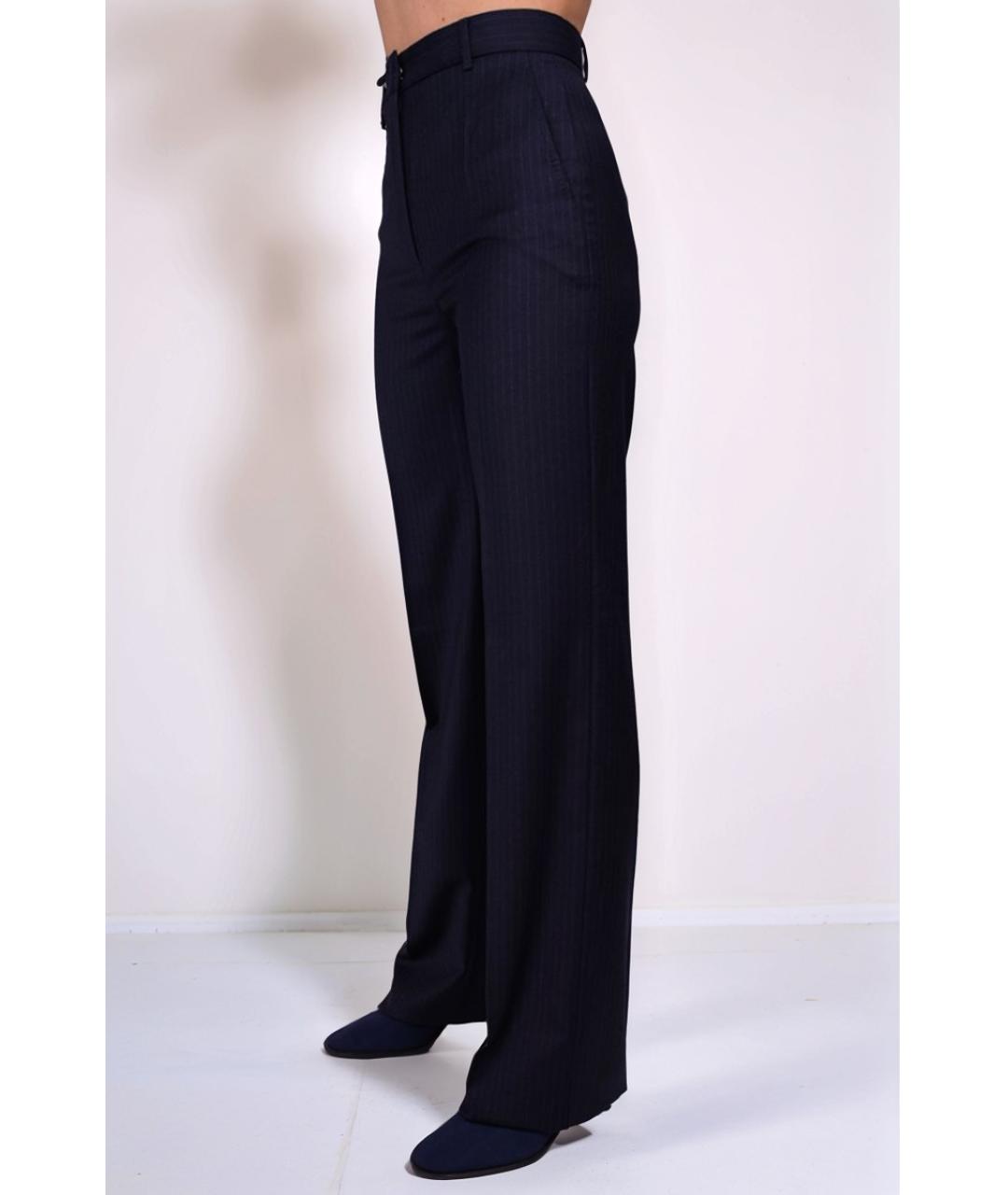 MAX MARA Синие шерстяные прямые брюки, фото 3