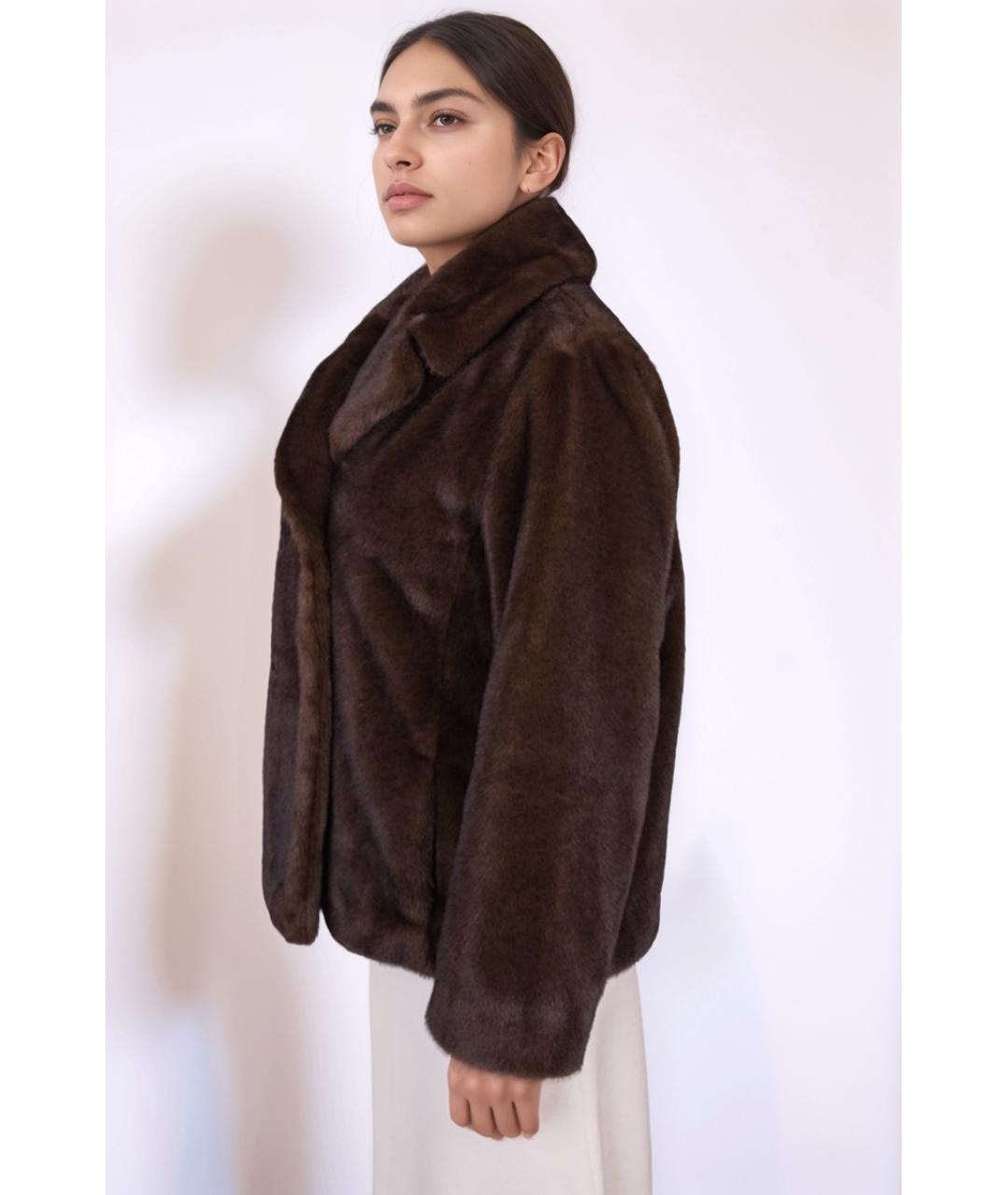 MAX MARA Коричневая полиэстеровая шуба, фото 4