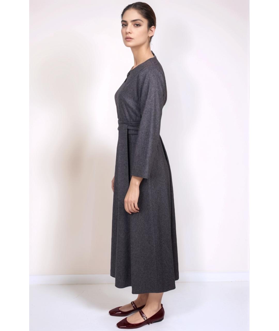 MAX MARA Серое шерстяное повседневное платье, фото 4