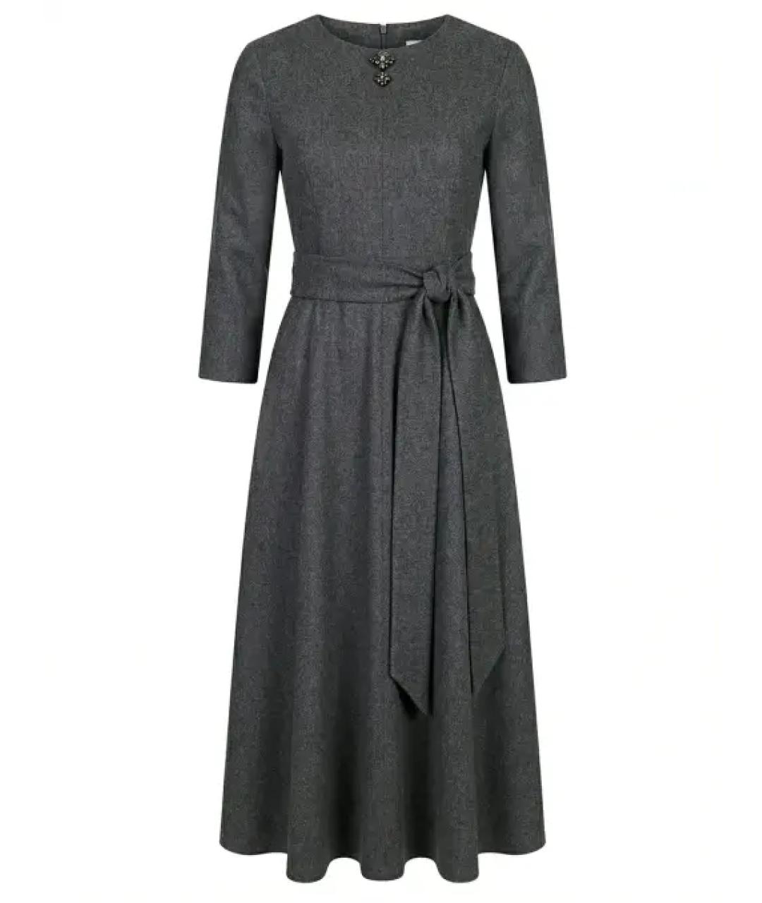 MAX MARA Серое шерстяное повседневное платье, фото 1
