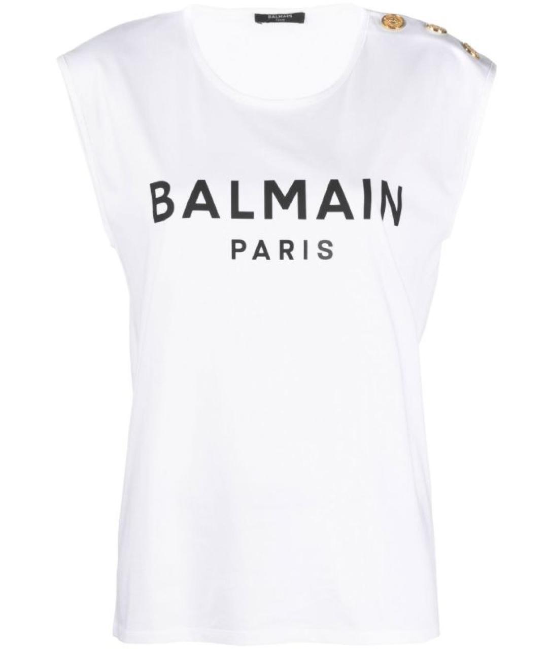 BALMAIN Белая хлопковая майка, фото 1