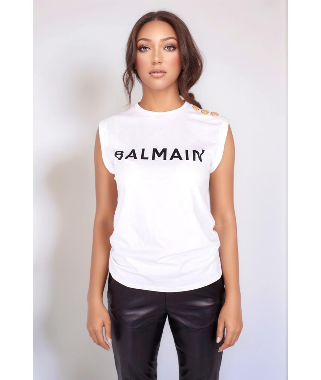 BALMAIN Белая хлопковая майка, фото 2