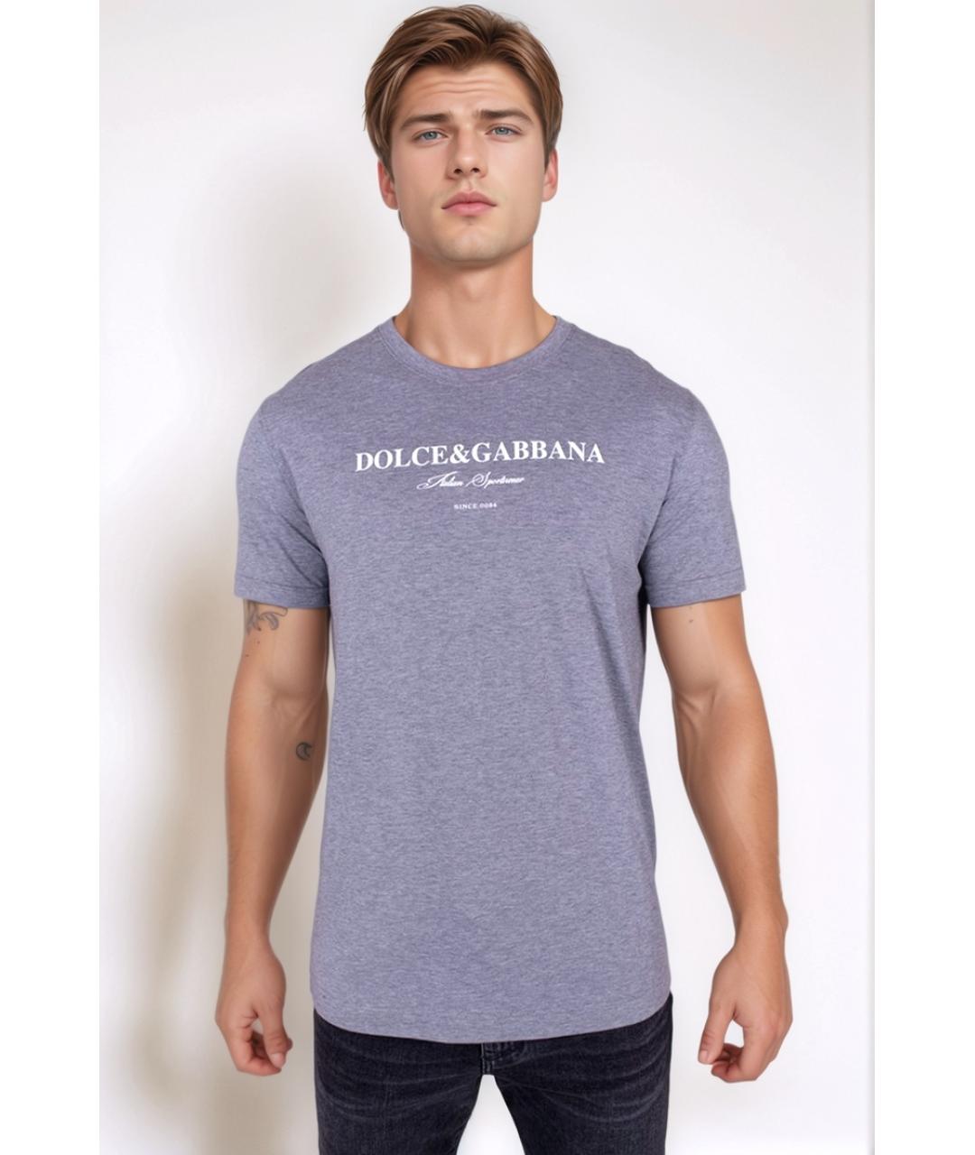 DOLCE&GABBANA Серая хлопковая футболка, фото 2