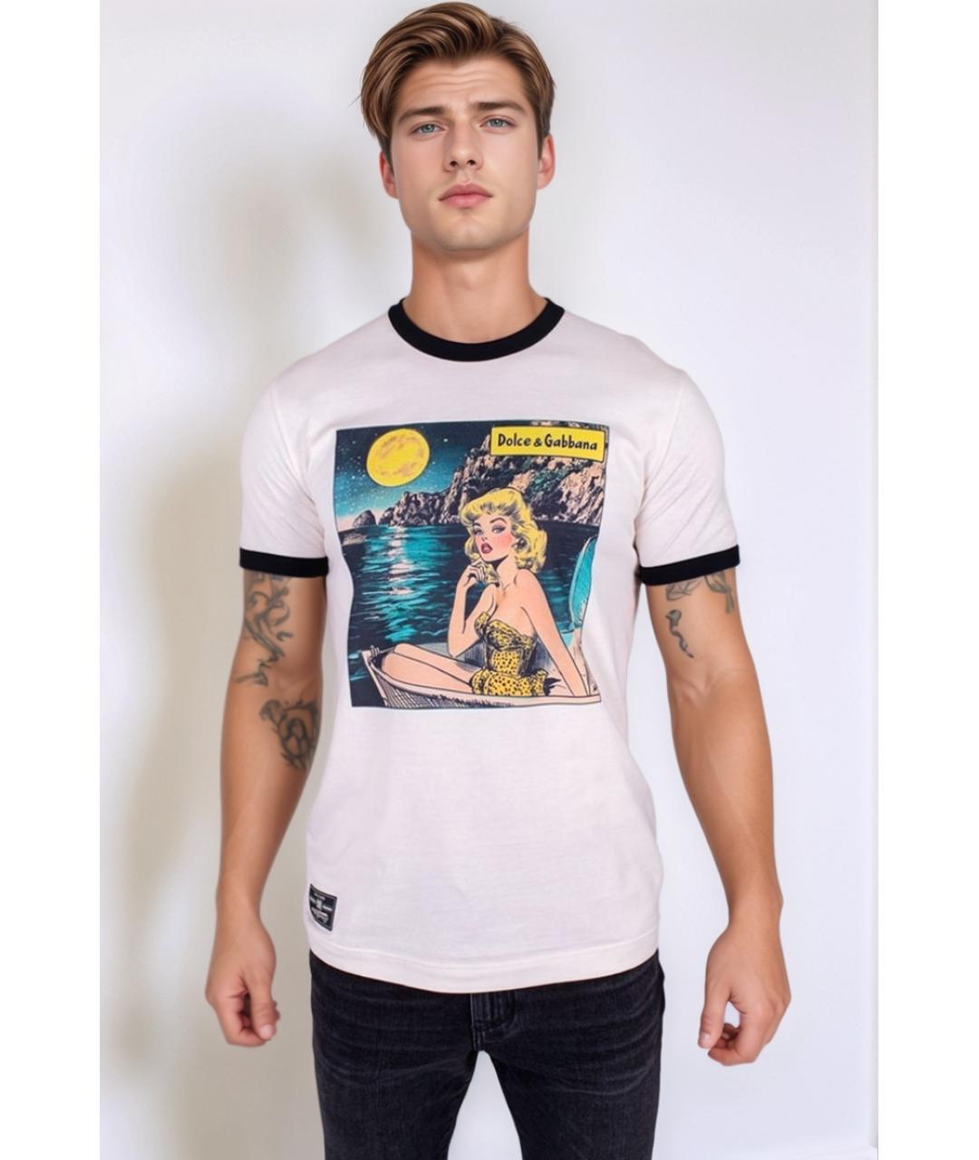 DOLCE&GABBANA Белая хлопковая футболка, фото 2