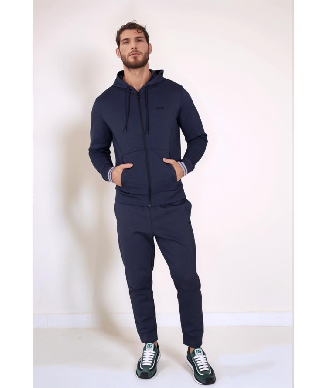HUGO BOSS Синие хлопковые повседневные брюки, фото 2
