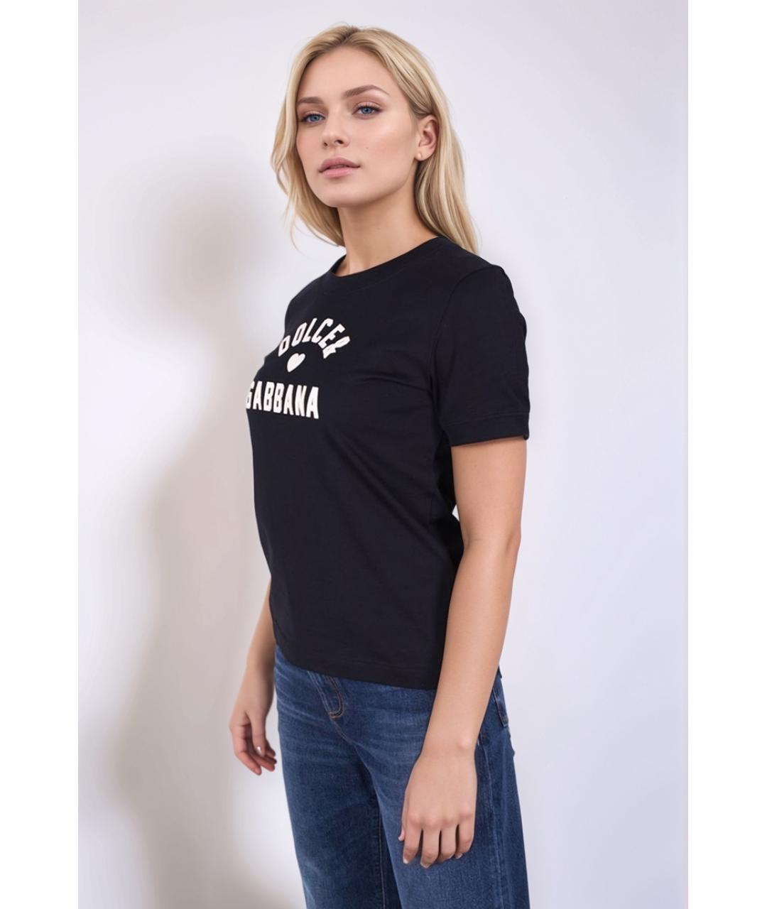 DOLCE&GABBANA Черная хлопковая футболка, фото 4
