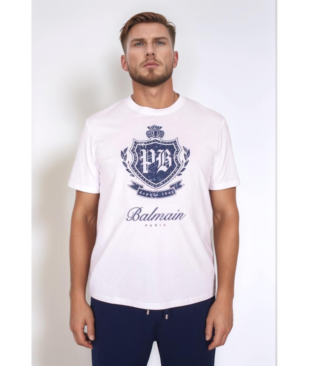 BALMAIN Белая хлопковая футболка, фото 2