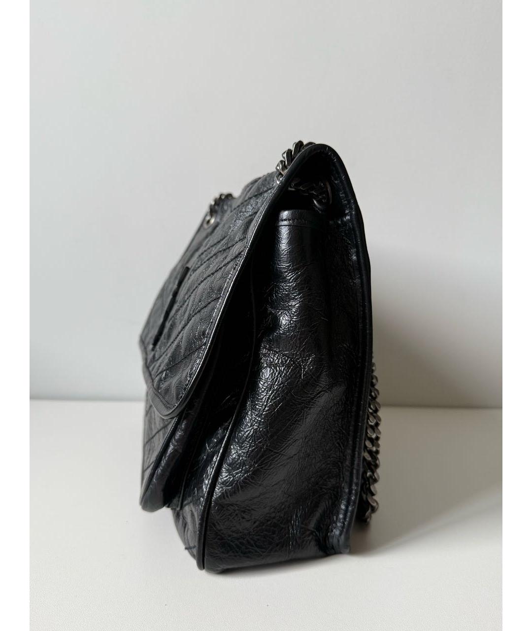 SAINT LAURENT Черная кожаная сумка через плечо, фото 3