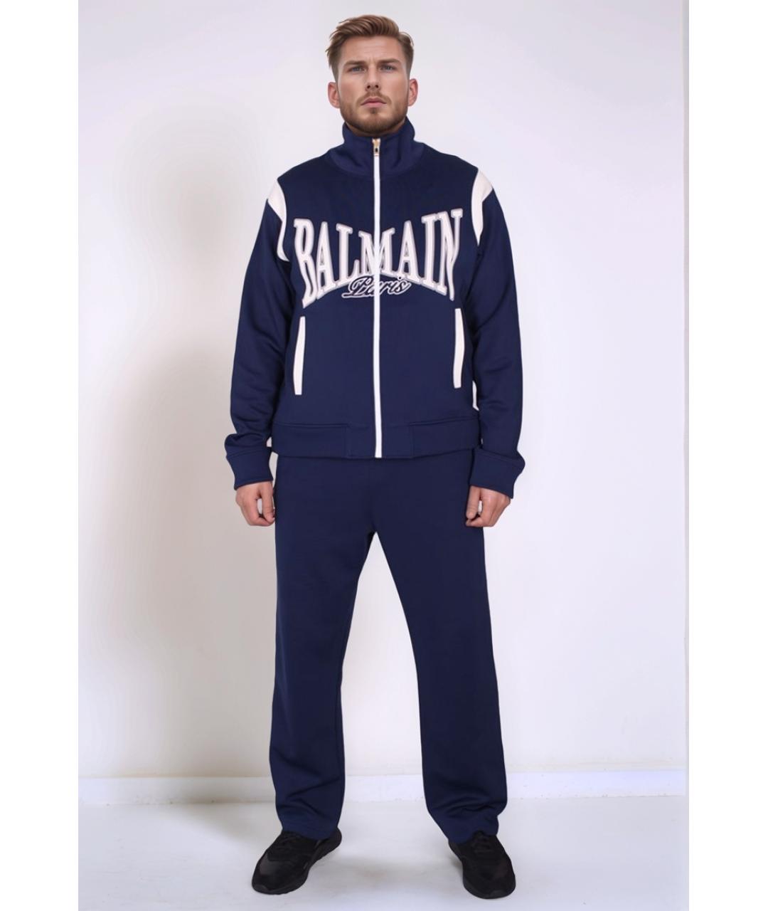 BALMAIN Синие полиэстеровые повседневные брюки, фото 3