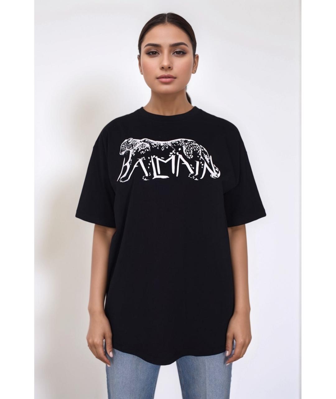 BALMAIN Черная хлопковая футболка, фото 2