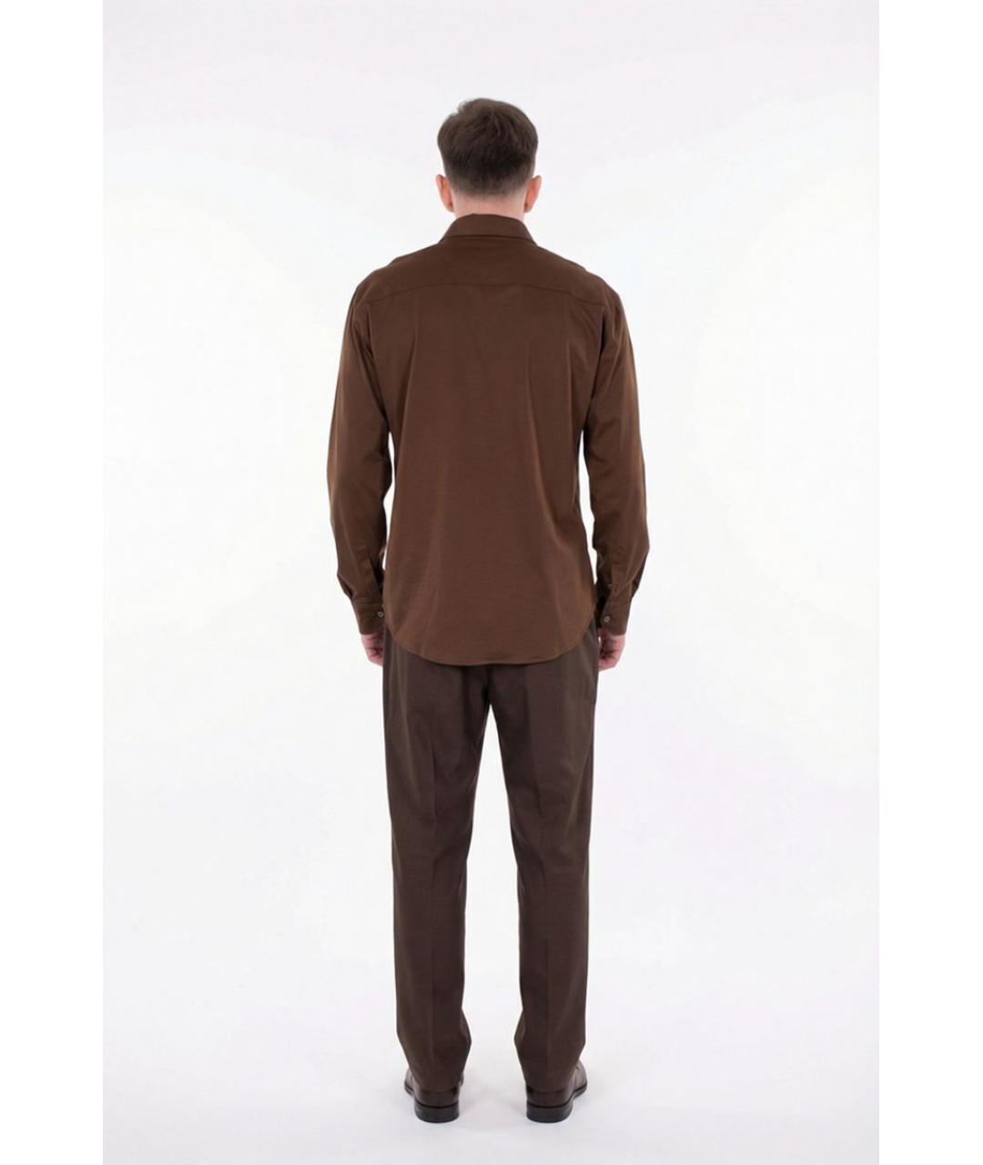 OUTFIT Коричневая хлопковая классическая рубашка, фото 3