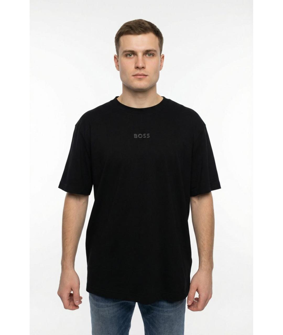 HUGO BOSS Черная хлопковая футболка, фото 2