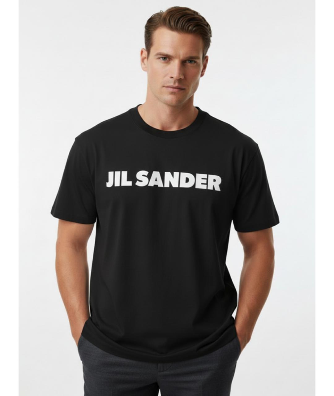 JIL SANDER Черная хлопковая футболка, фото 2