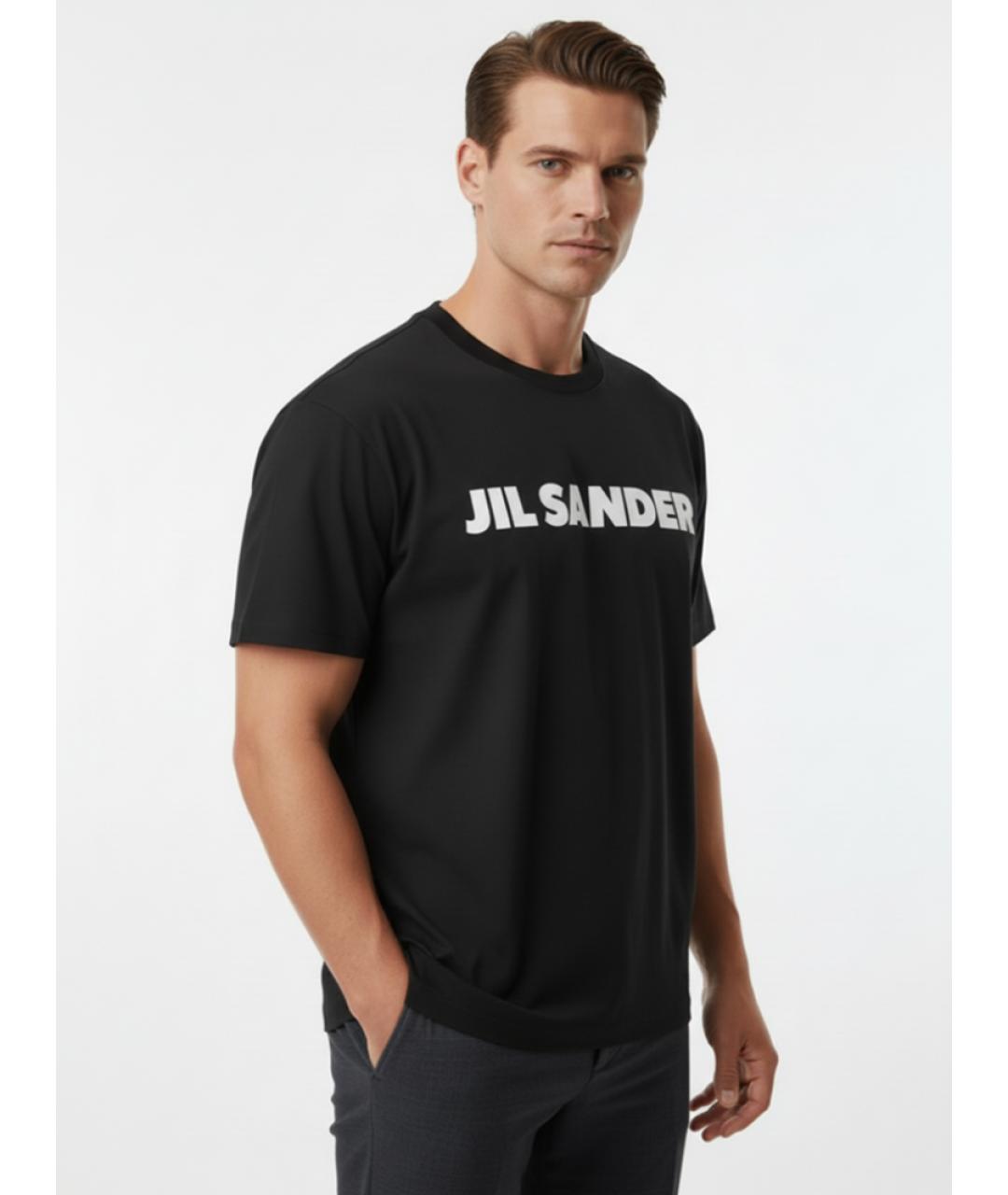JIL SANDER Черная хлопковая футболка, фото 4