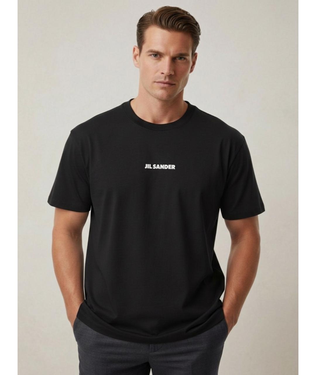 JIL SANDER Черная хлопковая футболка, фото 2