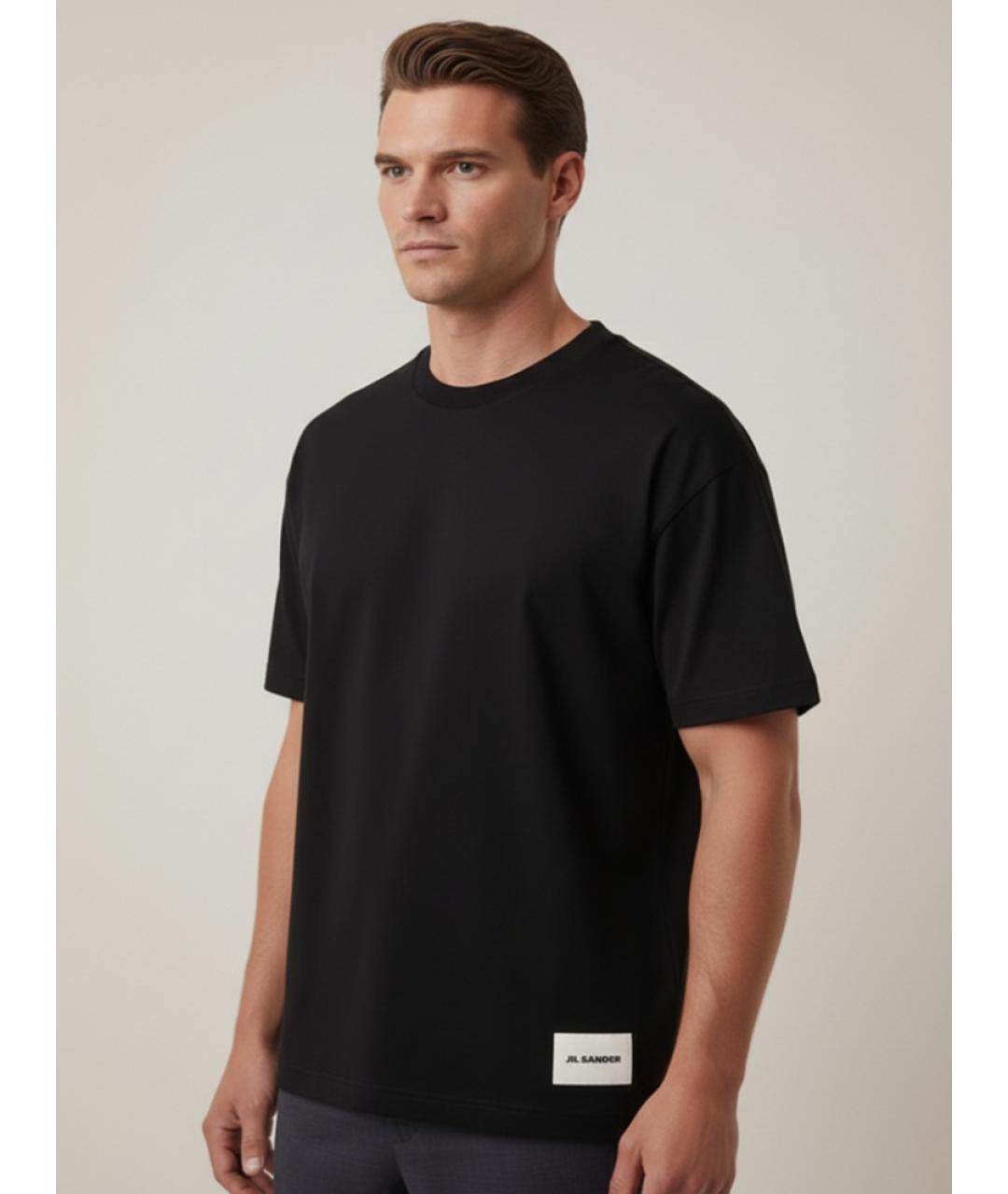 JIL SANDER Черная хлопковая футболка, фото 4