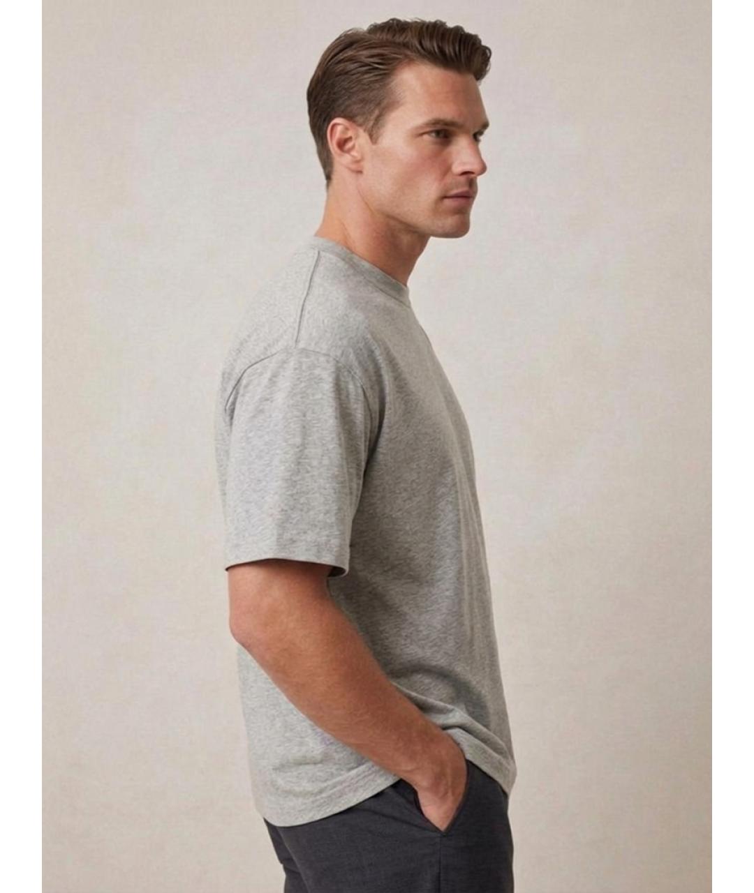 JIL SANDER Серая хлопковая футболка, фото 4
