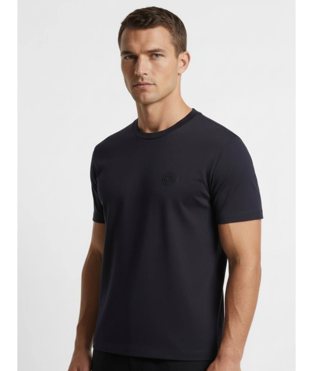 BRIONI Темно-синяя хлопковая футболка, фото 4