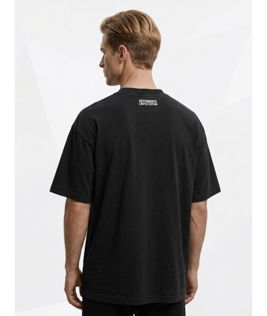 VETEMENTS Черная хлопковая футболка, фото 4