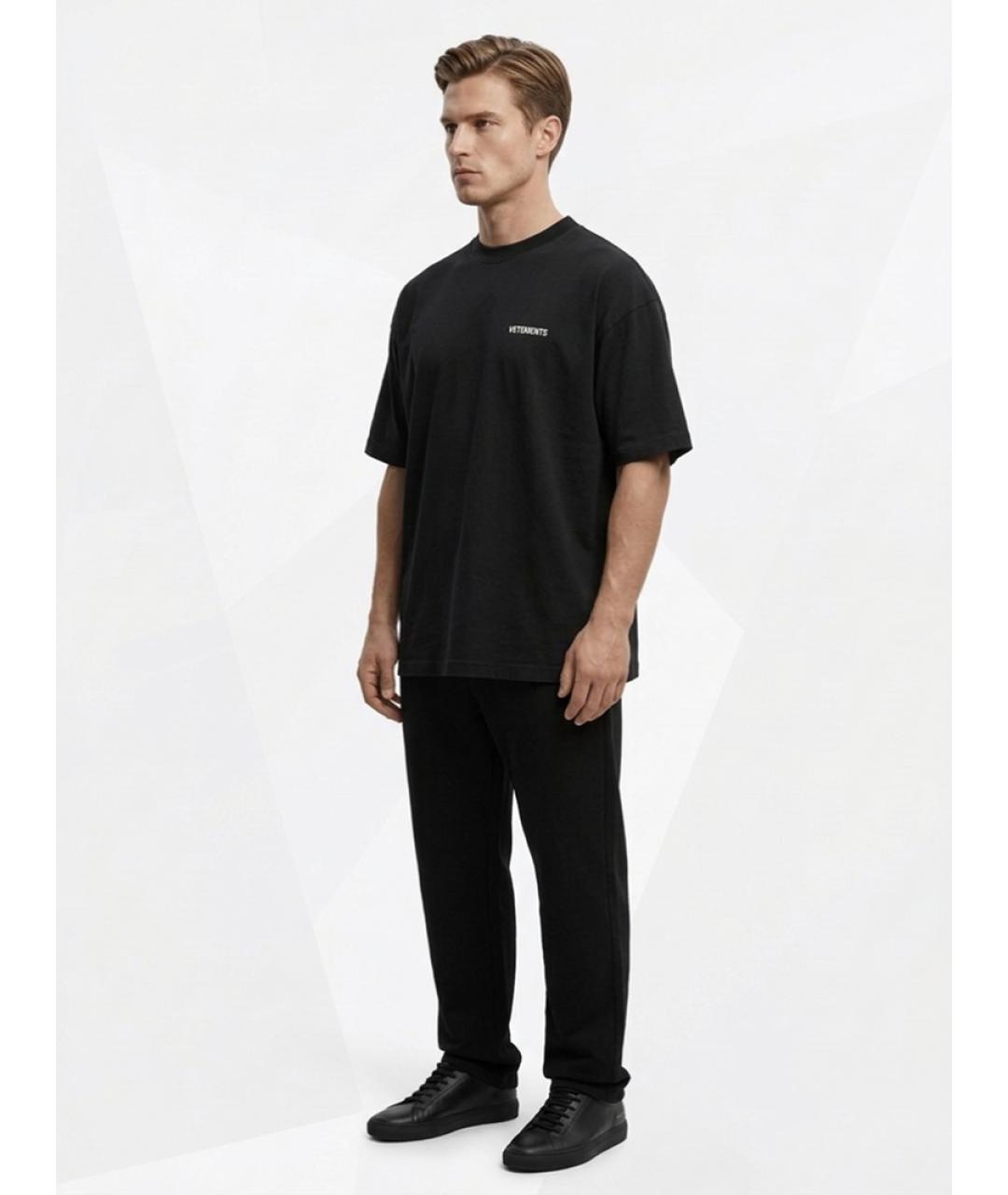 VETEMENTS Черная хлопковая футболка, фото 3