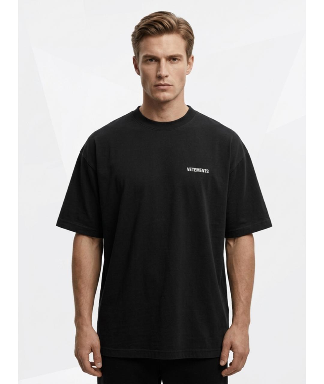 VETEMENTS Черная хлопковая футболка, фото 2